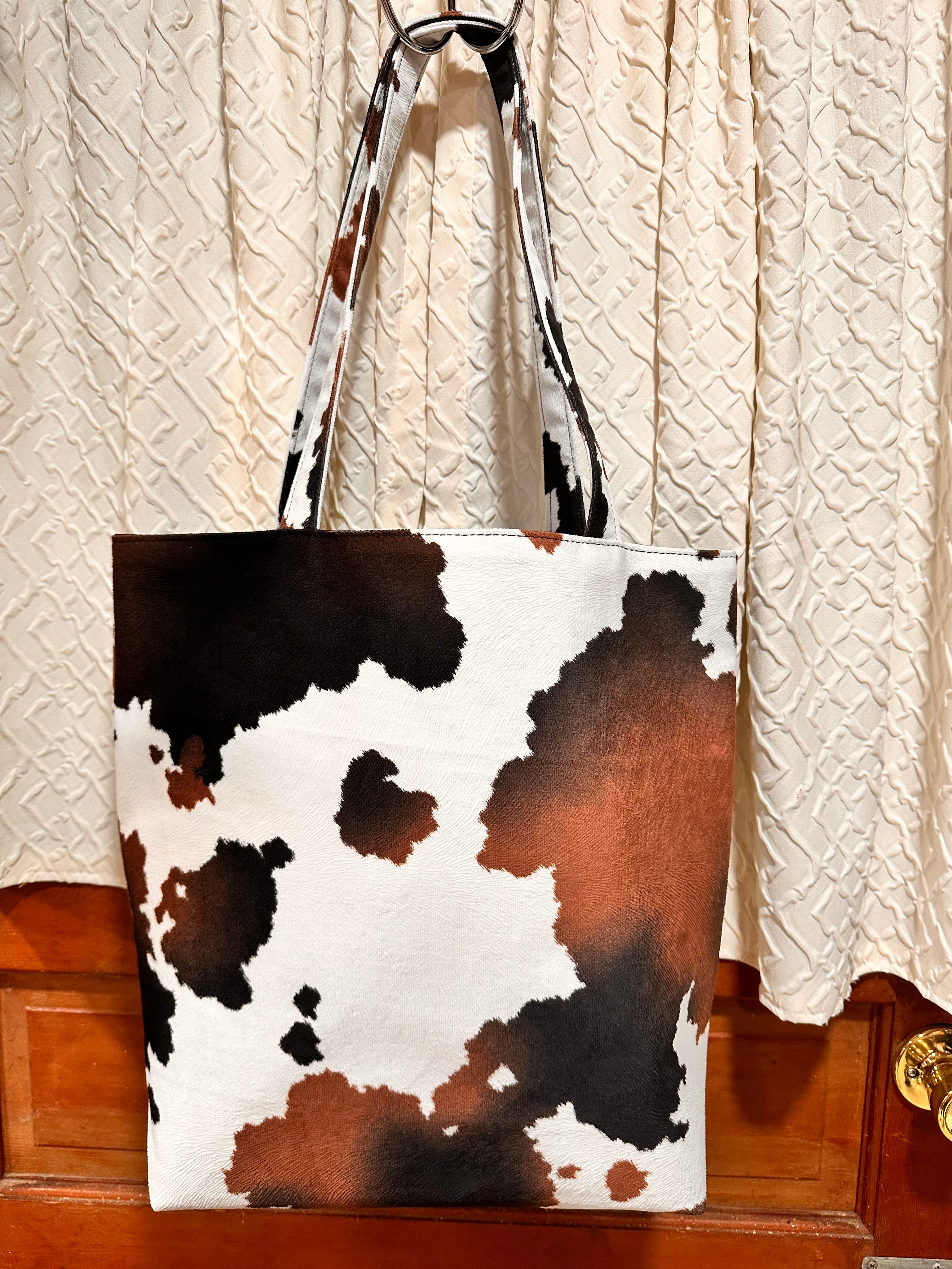 Cow hide tote bag