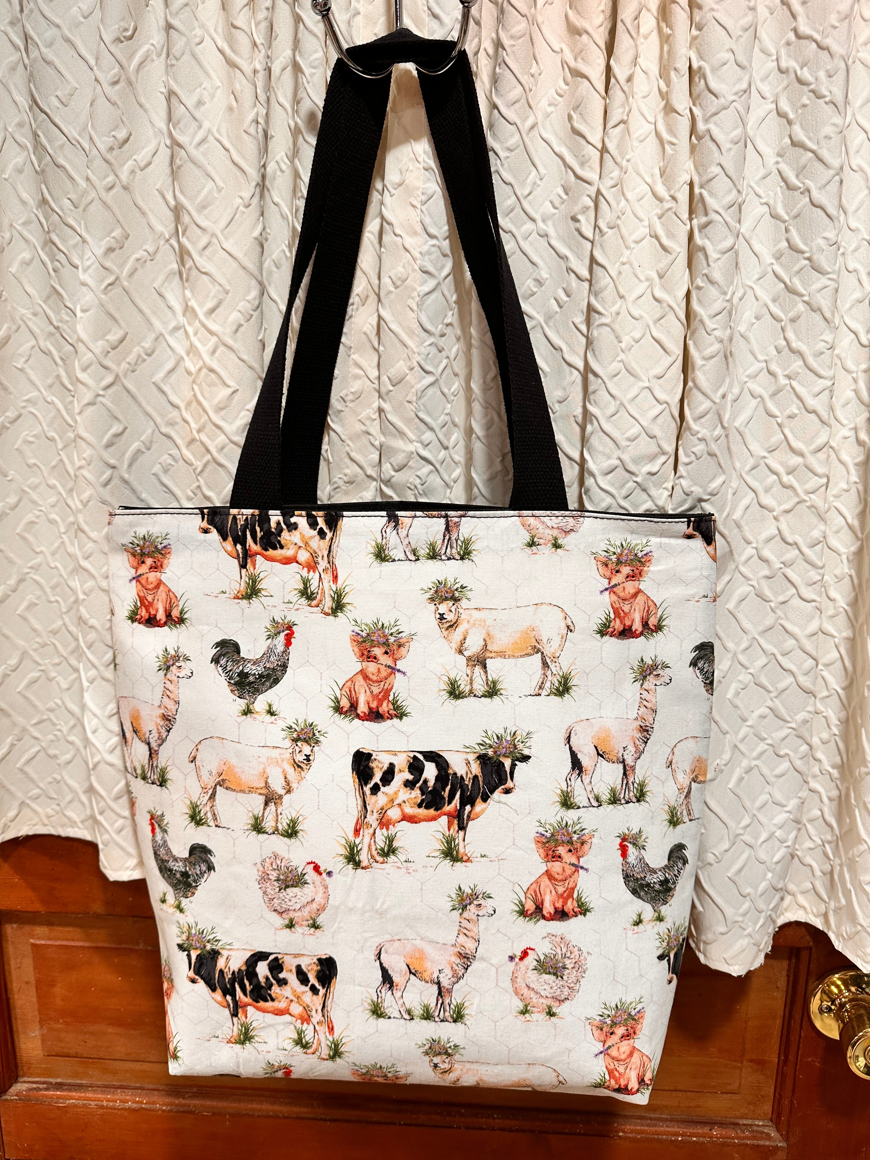 Farm animal tote bag