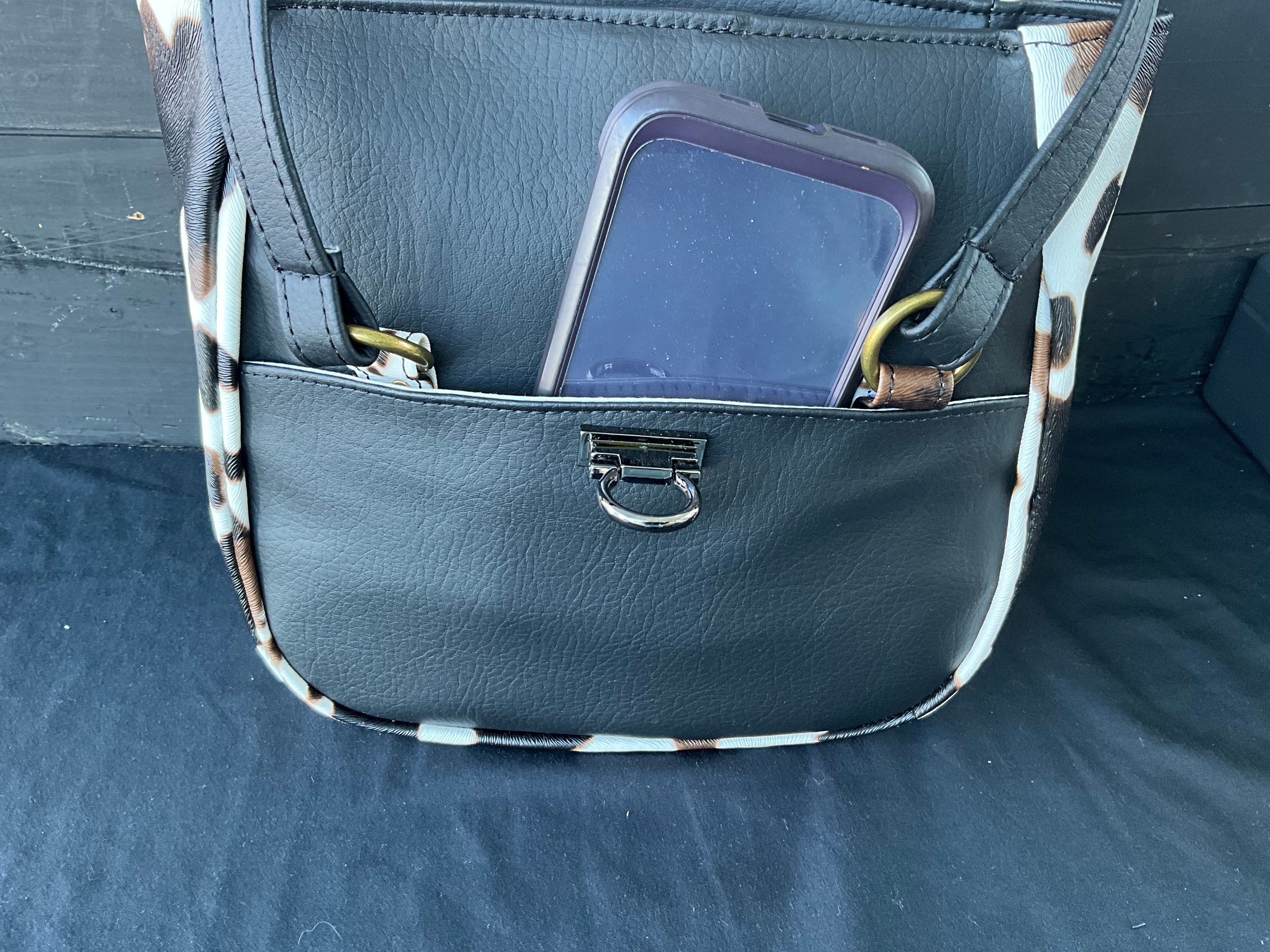 Cow hide shoulder bag